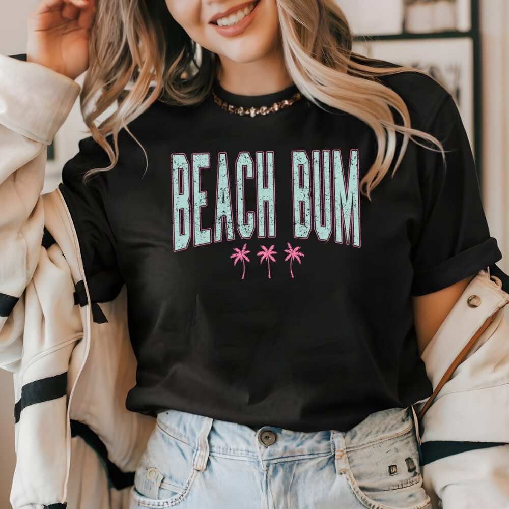 Beach Bum Comfort Colors Cotton T-shirt In Vintage Black